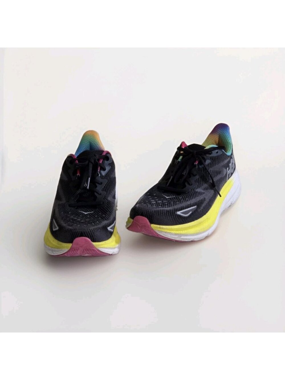 HOKA ONE ONE Clifton 9 Running Shoes US 11.5 D Black Rainbow 1127895 BAAB Edgy